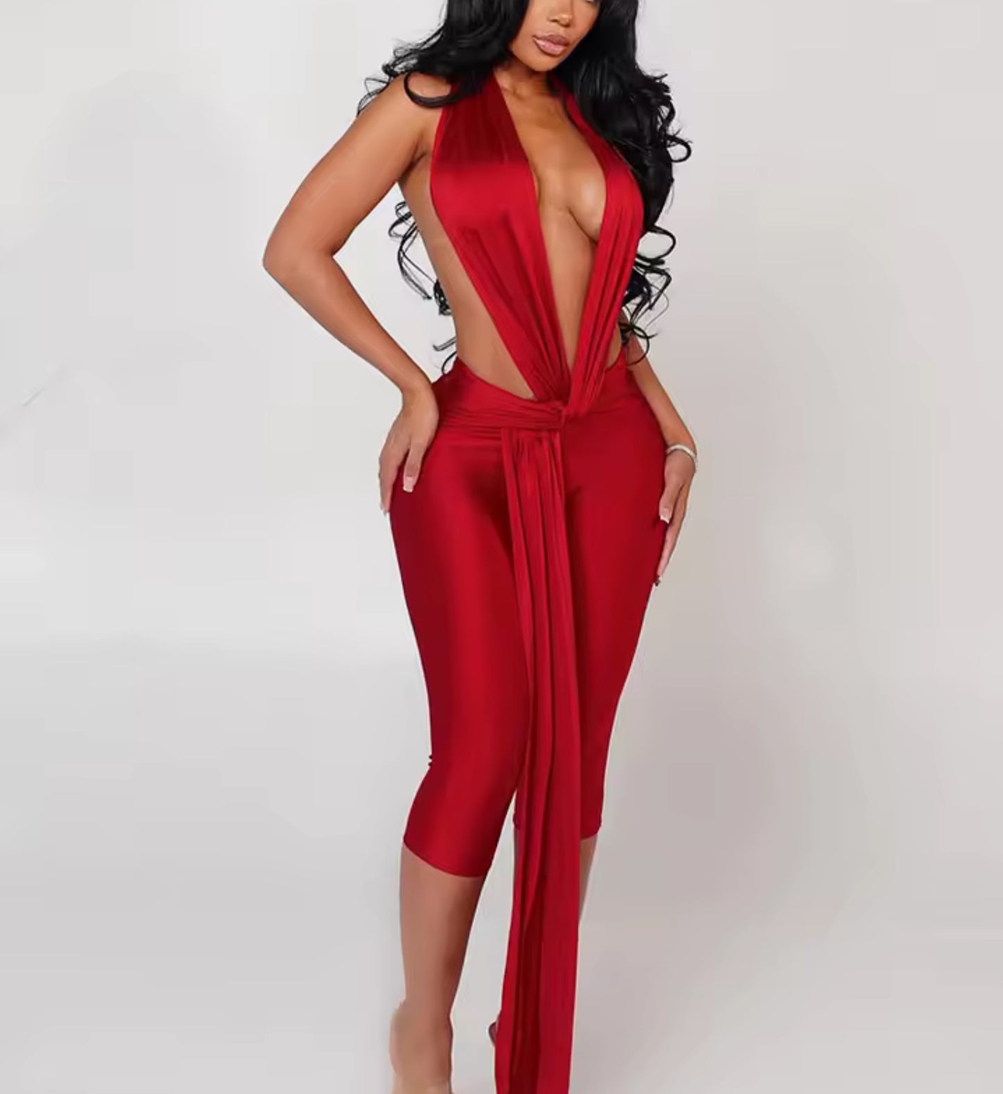 Combinaison décolleté plongeant avec drapé - Plusieurs coloris