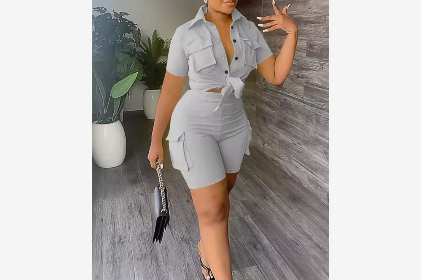 Ensemble bleu pastel 3 pièces – Style chic et audacieux
