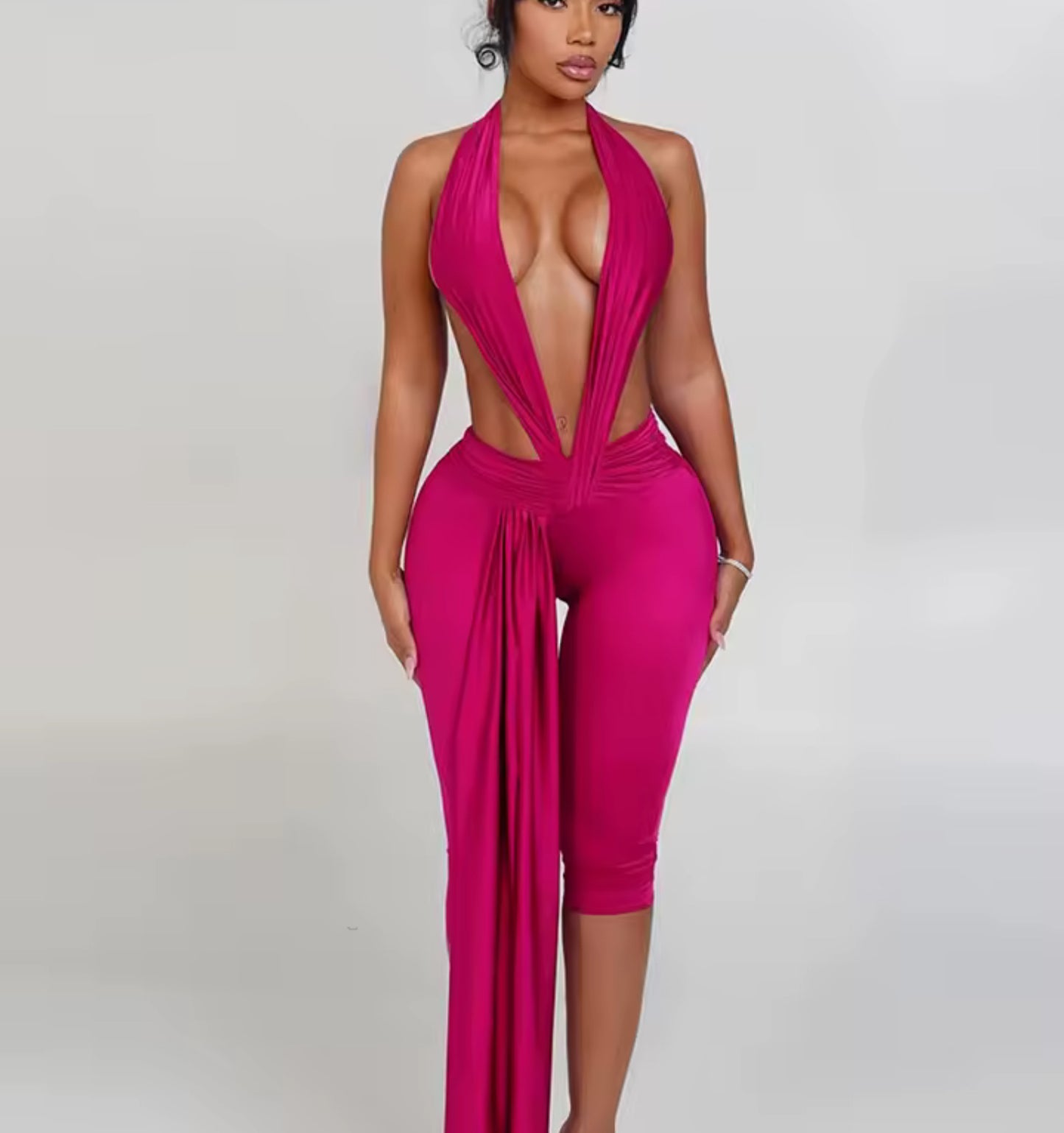 Combinaison décolleté plongeant avec drapé - Plusieurs coloris